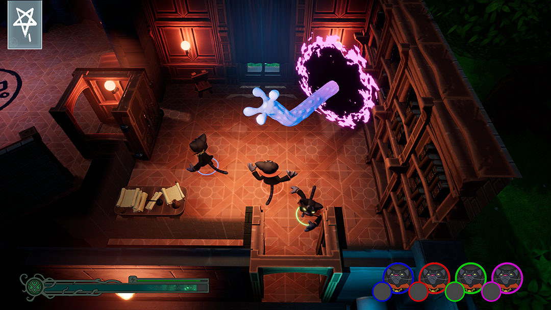 Ritual Party screenshot of players dodging tentacles and chaos